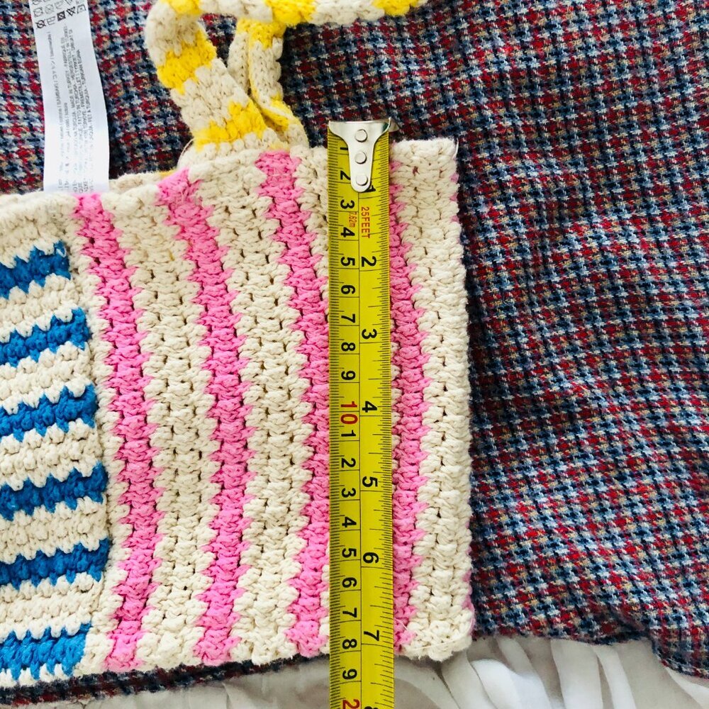 NWOT ZARA Striped Crochet Knit Crop Top Multicolor Boho Festival Cotton Size M - Picture 8 of 8